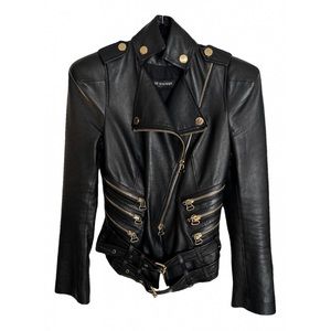 EUC Balmain Black Leather Motorcycle Jacket